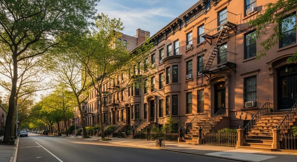 Windsor Terrace street with brownstones